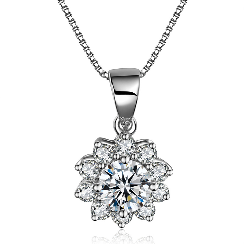 18k sunflower moissanite pendant necklace