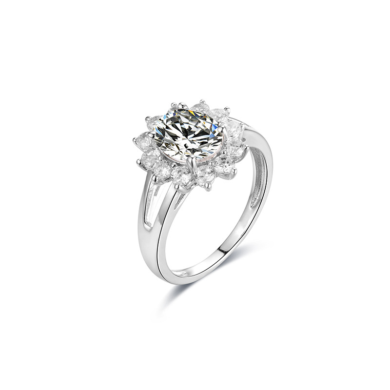 Oval diamond luxury flower wedding ring